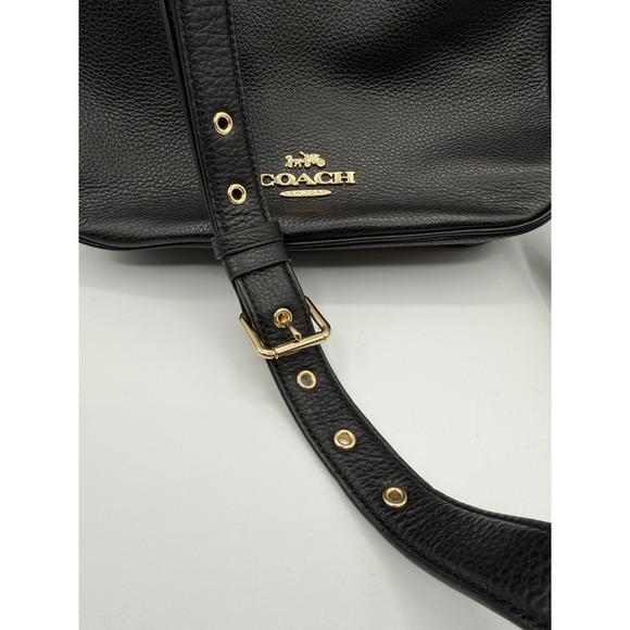 Coach Ellie File Bag Pebbled Leather Crossbody Gold Black C1648 NWT - Picture 2 of 9